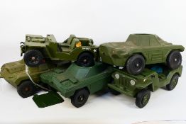 Palitoy - Cherilea - Five unboxed Action Man vehicles including a Palitoy Action Man Jeep;