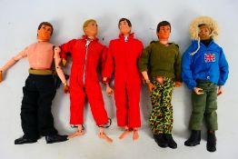 Palitoy - Action Man - Five unboxed flock haired Action Man figures.