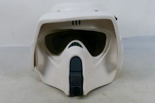 Star Wars - A Rubies Costume 2002 hard plastic adult sized Star Wars Biker Scout Helmet.