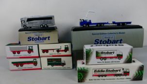 Atlas Editions - Eight boxed diecast 1:76 scale 'Eddie Stobart' liveried diecast model trucks from