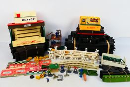 Scalextric - A collection of vintage Scalextric including track, a grandstand, a TV camera tower,