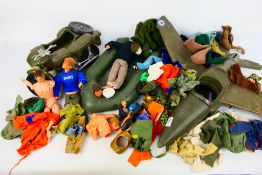 Palitoy - Cherilea - Action Man - Three play worn vintage Action Man figures with three Action Man