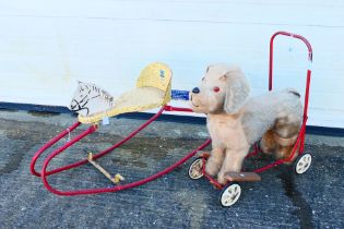 Pedigree - Kelo - A vintage Pedigree push along dog and a rocking horse.