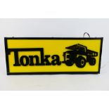 Light Box - A custom made metal framed Tonka themed light box measuring 67 x 27 x 10 cm.