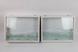 Unknown Maker - 2 x small wooden 5 x shelf display cabinets.