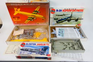 Airfix - Heller - Three boxed 1:72 scale plastic model aircraft kits.