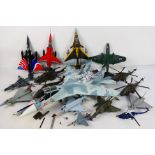 17 built model military aircraft plastic kits in various scales from numerous manufacturers.