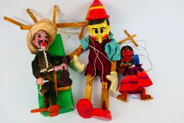 Puppet - Three unmarked vintage string puppets.