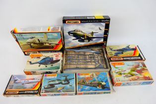 Matchbox -- Eight boxed 1:72 scale plastic military aircraft model kits from Matchbox.