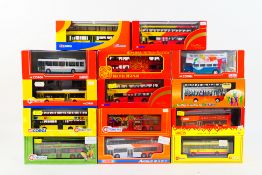 Corgi - 14 x limited edition Hong Kong bus models in 1:76 scale including Dennis Dart in City