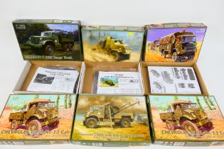 IBG Models - A squad of six boxed 1:72 scale plastic military vehicle model kits from IBG Models.