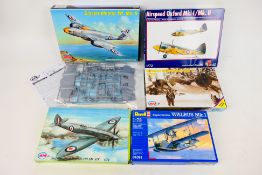 MPM - Pavla Models - Revell - Four boxed 1:72 scale plastic military aircraft model kits.