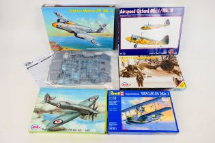 MPM - Pavla Models - Revell - Four boxed 1:72 scale plastic military aircraft model kits.