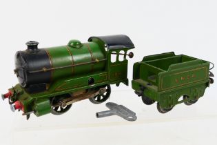 Hornby - An unboxed Hornby O gauge clockwork 0-4-0 steam locomotive and tender Op.No.