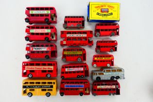 Matchbox - A group of bus models including Routemaster # 5 with both variations of BP signage,