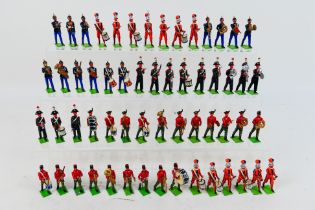 T and M Models - A collection of 58 x painted metal marching band figures marked T and M Models on