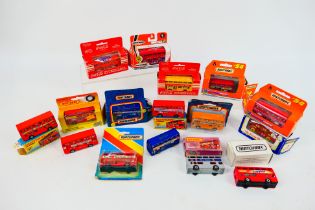 Matchbox - A collection of boxed and loose The Londoner bus variation models including Coca Cola,