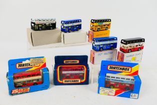 Matchbox - 8 x boxed code 3 London Bus models #17 in custom liveries, four are by Mayfield Crafts,