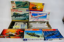 Italeri - Hasegawa - Airfix - Heller - Seven boxed vintage 1:72 scale plastic aircraft model kits.