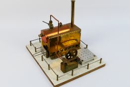 Unmarked Maker - An unmarked but very well engineered copper and brasss stationary steam engine.