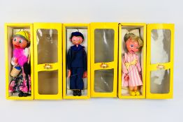 Pelham - Unsold Shop Stock - 3 x boxed Pelham Puppets, Sailor # SS13, Old Lady # SM7 and Girl # SM.
