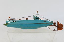 Bing - A tinplate L.6 wind-up submarine by Gerbruder Bing.