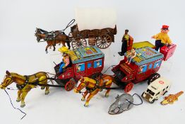 Ichida (Japan) - Yoneya (Japan) - Minic - Others - An unboxed group of vintage tinplate and plastic
