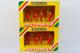 Britains - Two boxed Britains Autoway #9800 8 Workmen figure sets - figures appear Mint in Good -