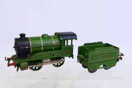 Hornby - An unboxed Hornby O gauge Type 501 clockwork 0-4-0 steam locomotive and tender Op.No.