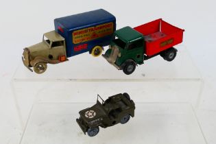 Triang Minic - Three unboxed vintage tinplate vehicles from Minic,