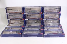 Warships Of World War 2 (WW2) Collection - 18 x boxed die-cast WW2 battleships in 1:1000 scale -