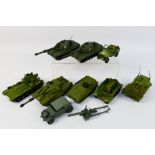 Dinky - A group of military vehicles including Chieftain tank # 683, Bren Gun carrier # 622,