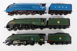 Hornby - Three unboxed Hornby OO gauge Class A4 4-6-2 steam locomotives and tenders.