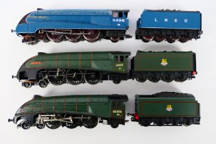 Hornby - Three unboxed Hornby OO gauge Class A4 4-6-2 steam locomotives and tenders.