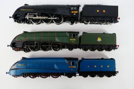 Hornby - Three unboxed Hornby OO gauge Class A4 4-6-2 steam locomotives and tenders.