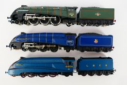 Hornby - Three unboxed Hornby OO gauge Class A4 4-6-2 steam locomotives and tenders.
