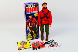 Geyper Man - A boxed Geyper Man reissued #7010 'Adventuro' (Adventurer) 12" action figure.