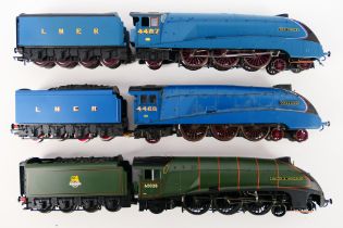 Hornby - Three unboxed Hornby OO gauge Class A4 4-6-2 steam locomotives and tenders.