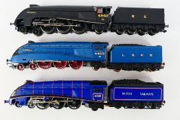 Hornby - Three unboxed Hornby OO gauge Class A4 4-6-2 steam locomotives and tenders.