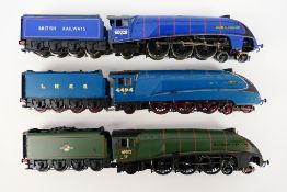 Hornby - Three unboxed Hornby OO gauge Class A4 4-6-2 steam locomotives and tenders.