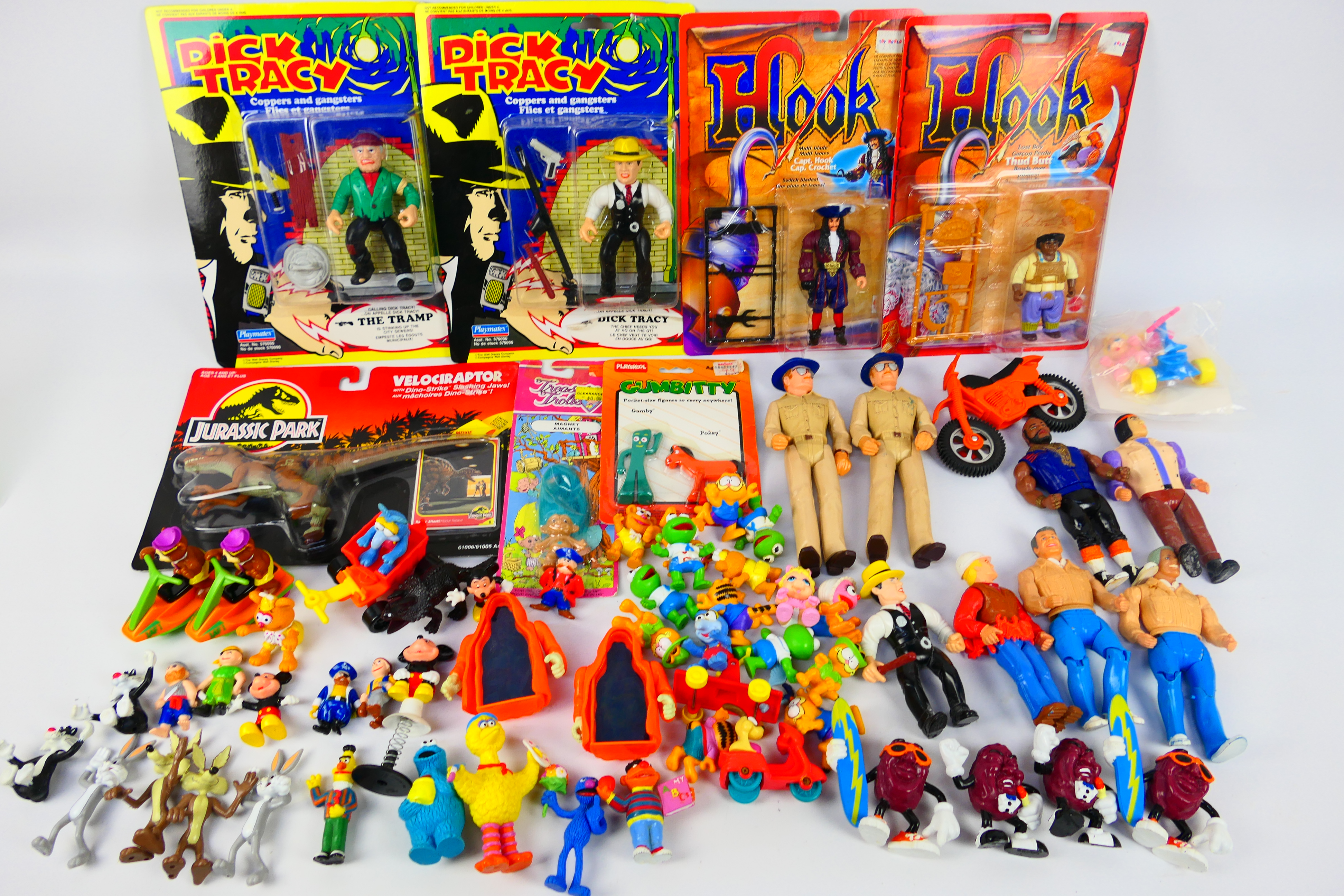 Tonka - Playmates - Mattel - Ace - A group of carded and loose action figures including Dick Tracy,