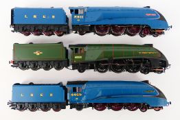Hornby - Three unboxed Hornby OO gauge Class A4 4-6-2 steam locomotives and tenders DCC READY or