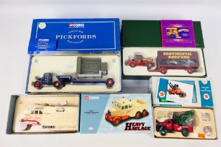 Corgi - 4 x boxed trucks in 1:50 scale including a Mack B Series wrecker in Texaco livery # US52308,