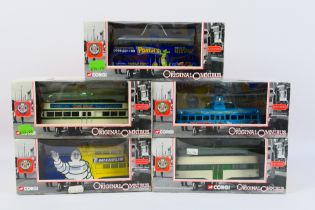 Corgi - 5 x boxed tram models in 1:76 scale including a Blackpool balloon tram in Pontins livery #