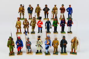 1897 - 23 unboxed painted white metal model soldier figures.