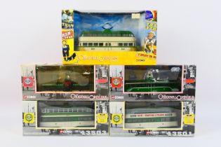 Corgi - 5 x boxed trams in 1:76 scale including balloon tram in Blackpool 1980s livery # OM43506,