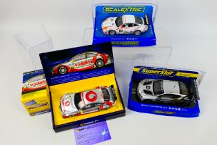 Scalextric - 3 x slot cars, a Bentley Continental GT3 100 Years # H4057A,