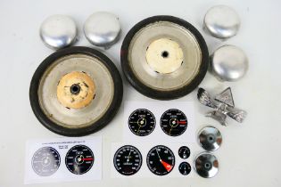 Tri-ang - A collection of Tri-ang pedal car restoration parts, 2 x original 7" wheels with tyres,