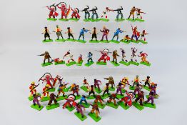 Britains Deetail - Approximately 58 unboxed Britains Deetail Cowboys, Indians, and Apache figures.