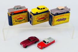 Matchbox - 5 x boxed/unboxed Matchbox die-cast model vehicles - Lot includes a #27 Cadillac Sedan.